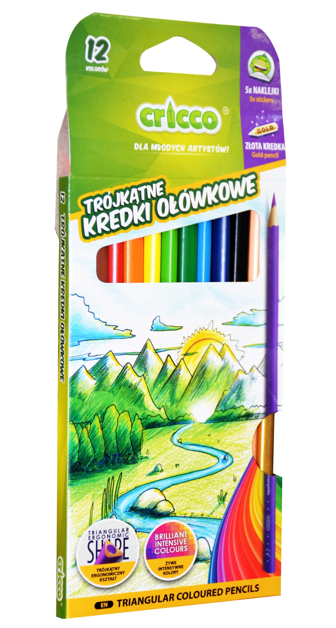 Kredki ołówkowe trójkątne Cricco 12 kolorów - CR322K12